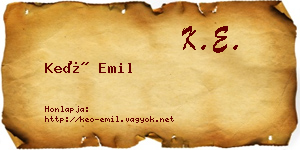 Keő Emil névjegykártya